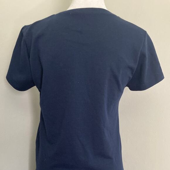 Zara T-shirt Dress Navy size M Short Sleeve Asymmetrical Lines - Picture 8 of 9